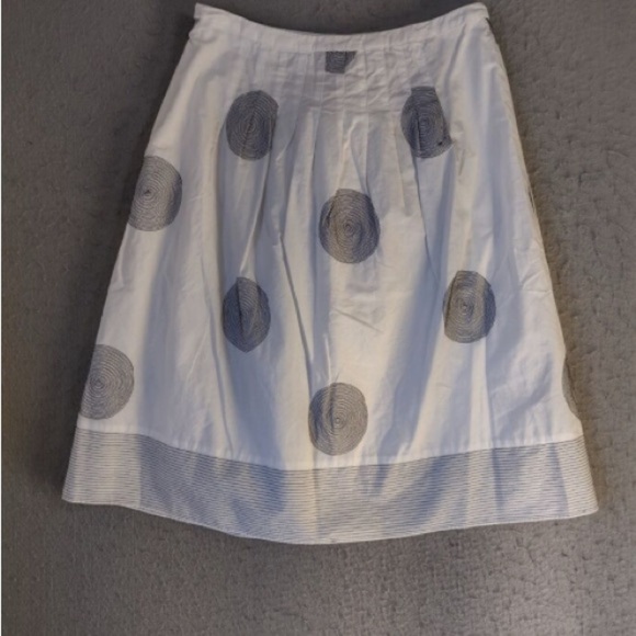 Talbots A Line Skirt Size 10P White Geometric Cotton Lined Knee Length Career - Picture 8 of 8